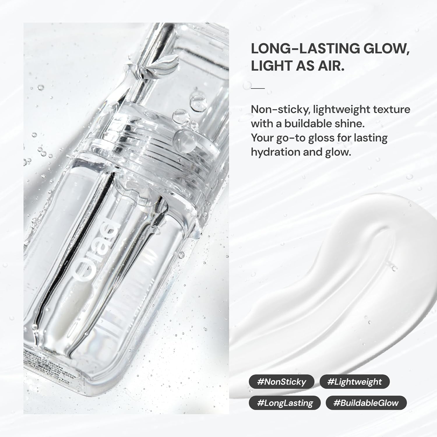 Lip Glow Oil - Transparent Lip Gloss for Women, Korean Lip Gloss Lip Oil, Non-Sticky Plumping, Long Lasting Nourishing & Moisturizing, Crystal Clear Gloss for Shine and Allure