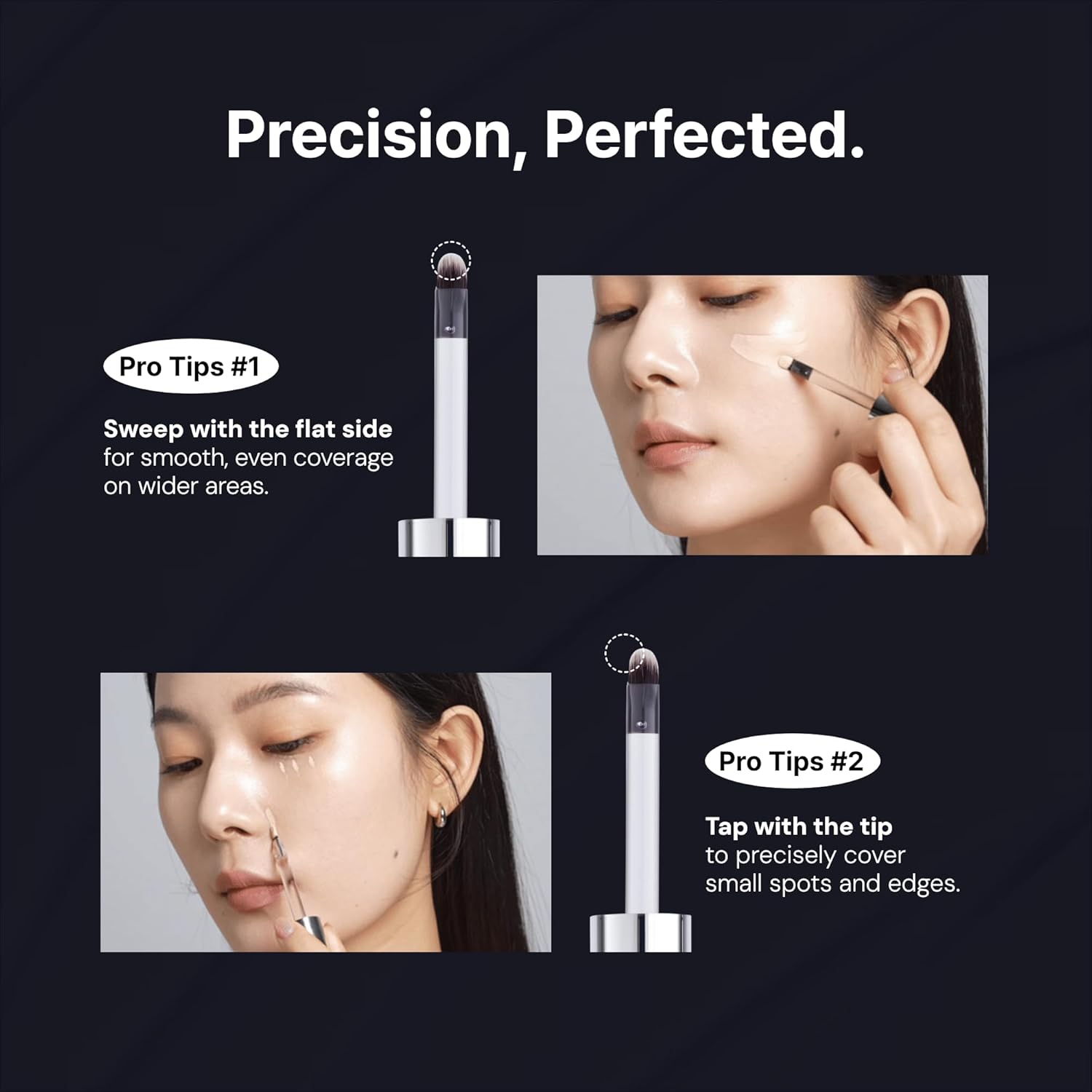 Cover Perfecting Mirror-Brushed Concealer - Natural Coverage, Radiant Finish, Crease-free & Long-lasting, Moisturizing Skin, Multi-Use, Korean Makeup, All Skin Types - H13Y Ivory Light