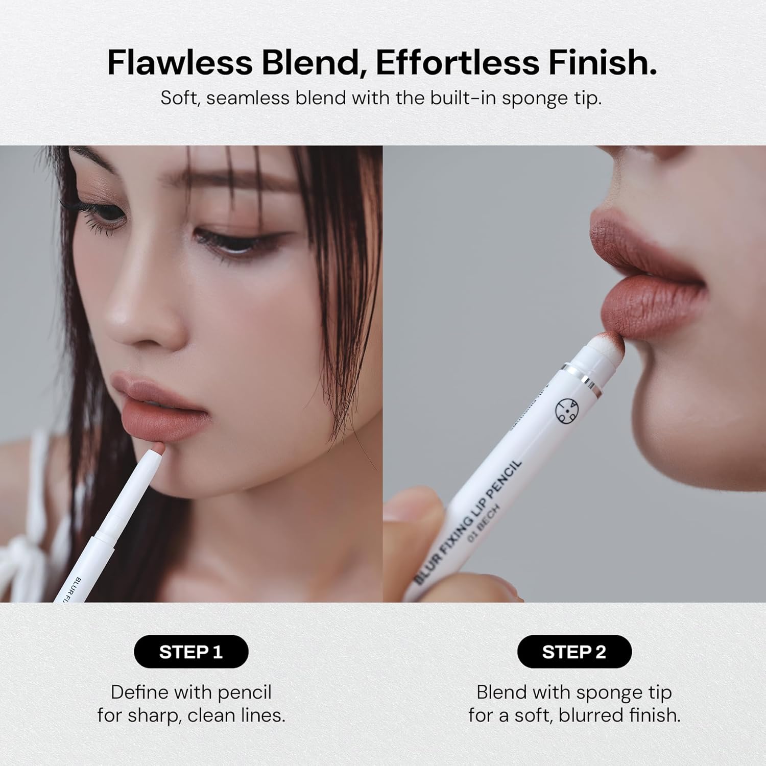 Blur Fixing Lip Pencil - Soft Creamy Texture Lip Liner with Built-in Sponge Tip, Highly Pigmented, Long-Lasting, Smudge-Proof, Smooth & Precise Application, Multipurpose - 04 ROSITA